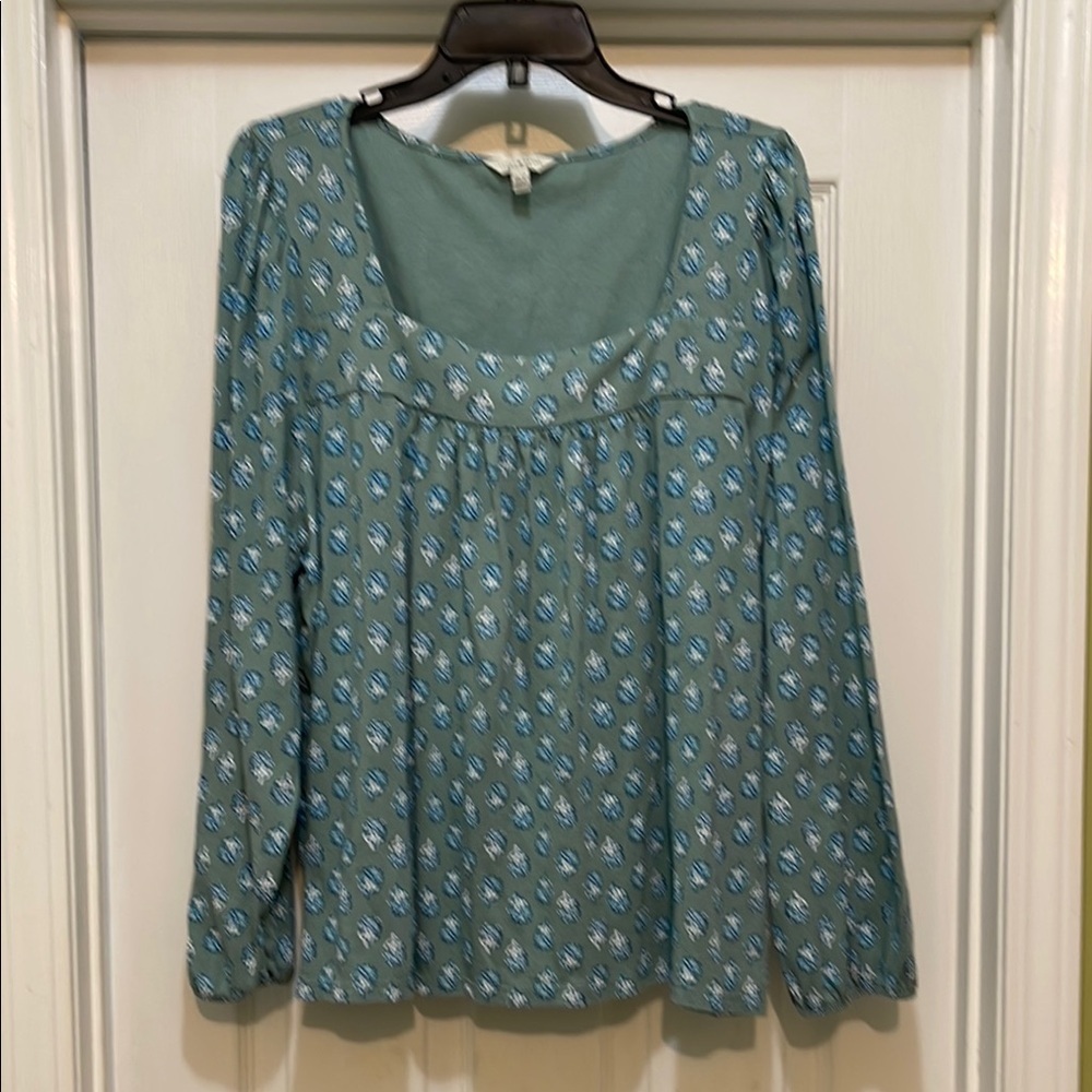 Lucky Brand - blue/green with light blue & white floral - square neckline - XXL